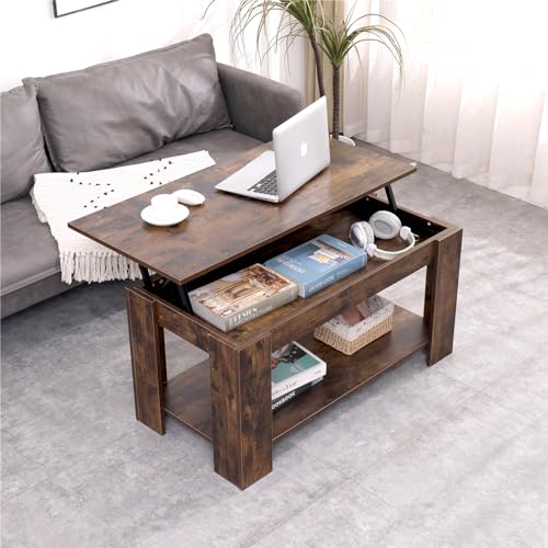 Couchtisch Höhenverstellbar Kaffeetisch mit Hebeplatte und Versteckter Stauraum Holz Wohnzimmertisch Sofatisch für Wohnzimmer, Braun Couchtisch Höhenverstellbar Kaffeetisch mit Hebeplatte und Versteckter Stauraum Holz Wohnzimmertisch Sofatisch für Wohnzimmer, Braun von RAIN PAVILION LIMITED