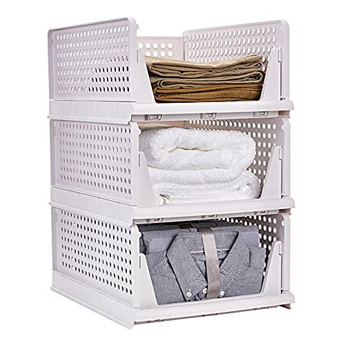 RAIN QUEEN Faltbar Kleiderschrank Aufbewahrungsboxen Organizer Regal Schrank für Küche,Schlafzimmer Badezimmer (Weiß, 3er) von RAIN QUEEN