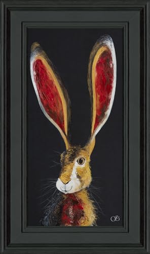 RAINBEAM Gerahmter Kunstdruck mit Hasenmotiv, Heimdekoration mit Tiermotiven, Quinn Russell Kunstwerk, fertig zum Aufhängen, Gemälde "Lewis", 49 x 29 cm von RAINBEAM