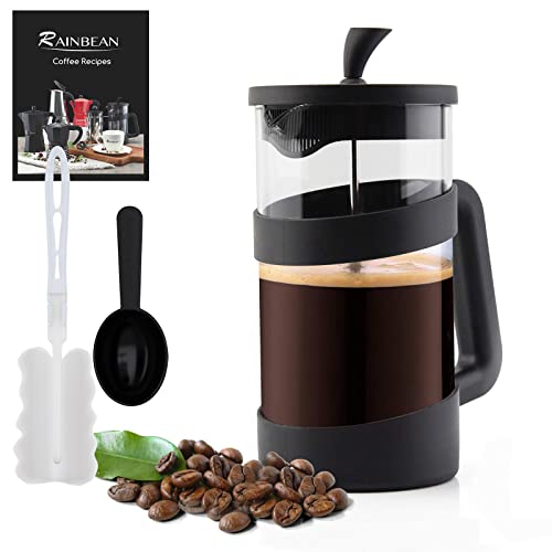 RAINBEAN French Press Kaffeebereiter Kaffeepresse 6 Tassen, Französische Presse Maker für Filterkaffee, Teebereiter und Milchschaum, mit dreifachem Edelstahlfilter, hitzebeständiges glas von RAINBEAN