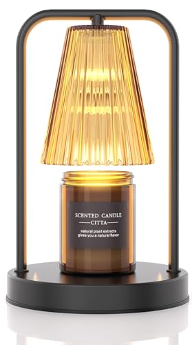 Kerzenwärmer Lampe, dimmbare elektrische Kerze Lampe Wärmer mit Timer kompatibel mit großen & kleinen Glas Duftkerzen Wachswärmer mit 2 Glühbirnen für Home Decor (Schwarz) von RAINBEAN