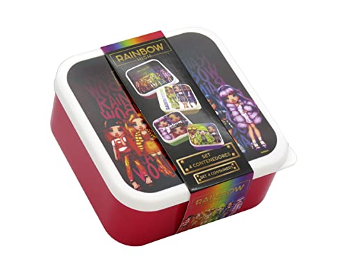 CYPBRANDS Sandwichtoaster, Lunchbox, Snackbox, 4er-Set Rainbow High, mehrfarbig, M von CYPBRANDS