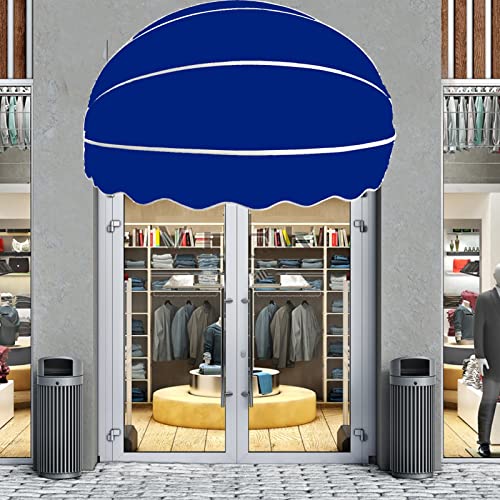 RAINCL Einziehbar Rund Markise Vordach- Zusammenklappbar Aluminium-Gestell- UV- Und Wasserbeständig Regenschutz for Tür Fenster Verzierung Polyester, 5 Farben, 8 Größen (Color : Blau, Size : 100cm) von RAINCL