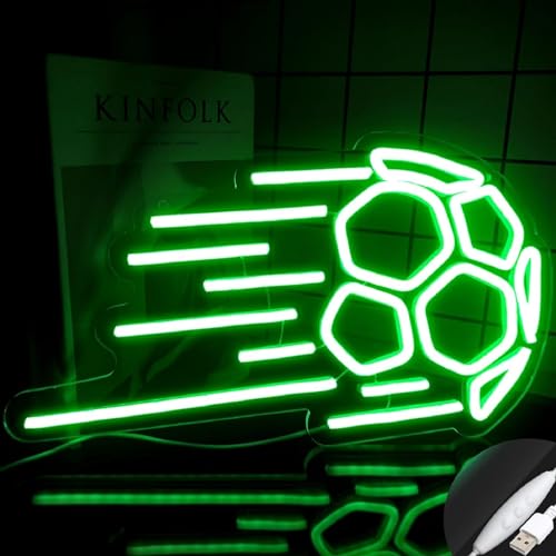 Fußball Neon Schild personalisiert,Fußball-LED-Neonschilder für Bar, Hochzeit,Geburtstag, Jubiläum,Party, Neonlicht für Gaming Zimmer, Schlafzimmer,Heim Deko,Neon Sign Deko.Grüner.fußball led von RAINDEE