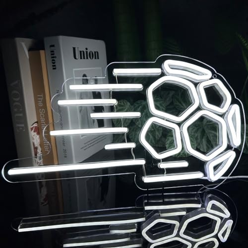 RAINDEE Fußball Neon Schild personalisiert, Fußball-LED-Neonschilder für Bar, Hochzeit, Geburtstag, Jubiläum, Party, Neonlicht für Gaming Zimmer, Schlafzimmer, Heim Deko, Neon Sign Deko, Weiß von RAINDEE