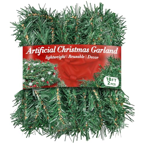 RAINFLOW Weihnachtsgirlande für Treppengeländer – 10 m Grüne Girlande für Weihnachtsbaum, leicht zu drehen, klassischer festlicher Party-Mantel, Kamin, Heimdekoration für drinnen oder draußen RAINFLOW Weihnachtsgirlande für Treppengeländer – 10 m Grüne Girlande für Weihnachtsbaum, leicht zu drehen, klassischer festlicher Party-Mantel, Kamin, Heimdekoration für drinnen oder draußen von RAINFLOW