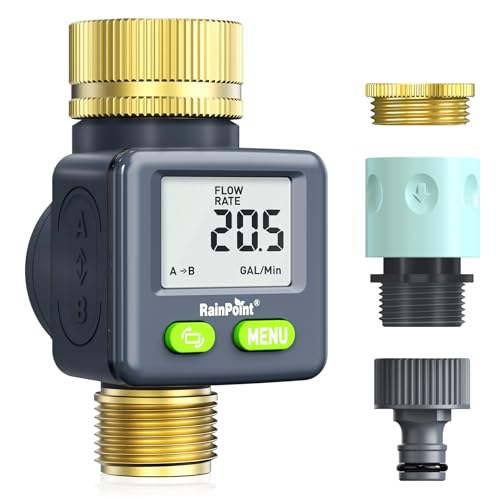 RAINPOINT Wasserzähler mit Messing-Einlass und -Auslass, Praktischer Wasseruhr für Garten, 4 Modi zur Kontrolle des Wasserverbrauchs,Wassermengenzähler, 180° Drehbarer digitaler Durchflussmesser RAINPOINT Wasserzähler mit Messing-Einlass und -Auslass, Praktischer Wasseruhr für Garten, 4 Modi zur Kontrolle des Wasserverbrauchs,Wassermengenzähler, 180° Drehbarer digitaler Durchflussmesser von RAINPOINT