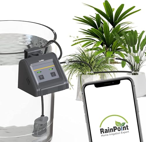 RAINPOINT WiFi Automatisches Bewässerungssystem,Automatisches Tropfbewässerungsgerät mit Pumpe, APP-Fernbedienung Auto/Manuell/Smart Mode für Balkon,Kübelpflanzen von RAINPOINT