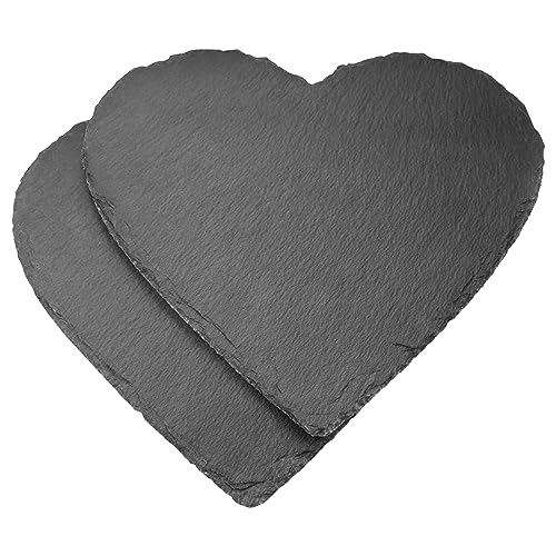2 Stück 20x20 cm Schieferplatte Servierplatte, Servierplatten aus Schiefer, Schieferplatten Herz, Anthrazit Schieferplatte zum Servieren & Beschriften, Schwarz Schieferherzen für Buffet Sushi Käse 2 Stück 20x20 cm Schieferplatte Servierplatte, Servierplatten aus Schiefer, Schieferplatten Herz, Anthrazit Schieferplatte zum Servieren & Beschriften, Schwarz Schieferherzen für Buffet Sushi Käse von RAINPOP