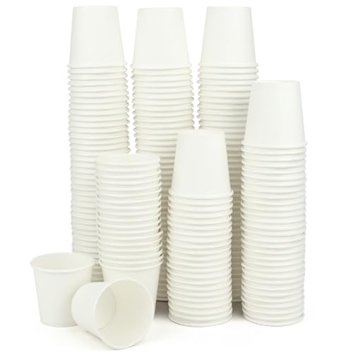 Espressobecher Espresso Pappbecher - 400 Stück Kaffeebecher Pappbecher Klein - 60ml 2oz Weiß Probierbecher Trinkbecher Partybecher - Mini Papierbecher - Kaltgetränkebecher - für Kaffee Wasser Getränk von RAINPOP