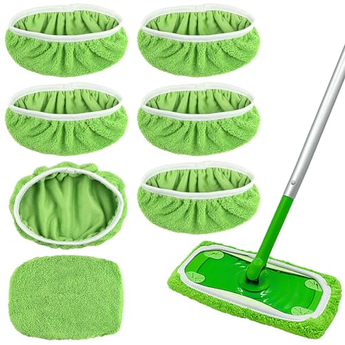 8 Stück Tücher Wiederverwendbare für Swiffer Sweeper Mop, Hoher Wasser und Schmutzaufnahme Bodentücher, Wischmopp-Nachfüller, Feuchte Trockene Bodentücher für Nass- und Trockenarbeiten (Grün) von RAINPOP