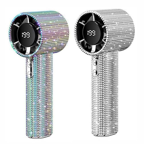 Sakerplus luxuriöser wiederaufladbarer Hand-Turbo-Ventilator, voller Diamant, tragbarer Ventilator, 199 Geschwindigkeitskühlung mit LED-Display, 1800 mAh USB-C-Mini-Ventilator für Damen, Outdoor Sakerplus luxuriöser wiederaufladbarer Hand-Turbo-Ventilator, voller Diamant, tragbarer Ventilator, 199 Geschwindigkeitskühlung mit LED-Display, 1800 mAh USB-C-Mini-Ventilator für Damen, Outdoor von RAINPOT