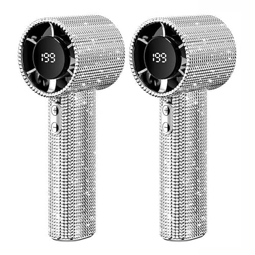 Sakerplus luxuriöser wiederaufladbarer Hand-Turbo-Ventilator, voller Diamant, tragbarer Ventilator, 199 Geschwindigkeitskühlung mit LED-Display, 1800 mAh USB-C-Mini-Ventilator für Damen, Outdoor Sakerplus luxuriöser wiederaufladbarer Hand-Turbo-Ventilator, voller Diamant, tragbarer Ventilator, 199 Geschwindigkeitskühlung mit LED-Display, 1800 mAh USB-C-Mini-Ventilator für Damen, Outdoor von RAINPOT