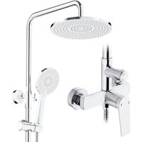 Duschsystem mit Armatur, mit Ablage, 25 x 25 cm Rund Regendusche 3 Strahlart(en), Regendusche mit Armatur aus Messing, 25cm Regendusche von RAINSWORTH