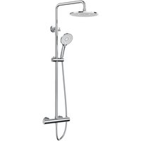 Duschsystem mit Thermostat 3 Strahlart(en), 92-126 cm Duschstangen Edelstahl Duschamaturenset Wassersparend von RAINSWORTH