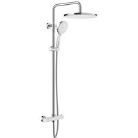 Duschsystem mit Thermostat 3 Strahlart(en), komplett-set, 92-126 cm Duschstangen Edelstahl Duschamaturenset Wassersparend von RAINSWORTH