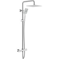 Duschsystem mit Thermostat 3 Strahlart(en), komplett-set, 92-126 cm Duschstangen Edelstahl Duschamaturenset Wassersparend von RAINSWORTH