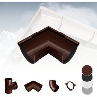 Regenrinnen Komponenten Dachflächen 100m² PVC in 4 Farben RainWay L: Braun, Eckstück Außen 90° von RAINWAY