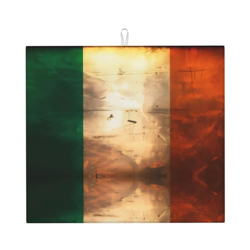 Abtropfmatte mit irischer Flagge, Mitte aus Verbundschwämmen, saugfähig, faltbar und zum Aufhängen für Abtropfgestell, Babyflaschen, Kaffeepads, 40,6 x 45,7 cm von RAIZHE
