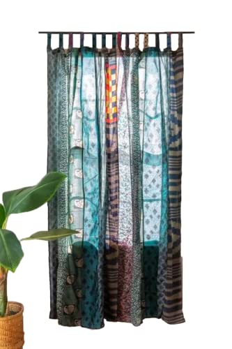 Rajbhoomi handicrafts Bunte Vorhänge, lichtfilternd – Boho-Vorhänge, Betthimmel, Wandteppich oder Fensterdekoration, Shree-Paneele, Blaue Farbe (84 x 43 Zoll) von RAJBHOOMI HANDICRAFTS