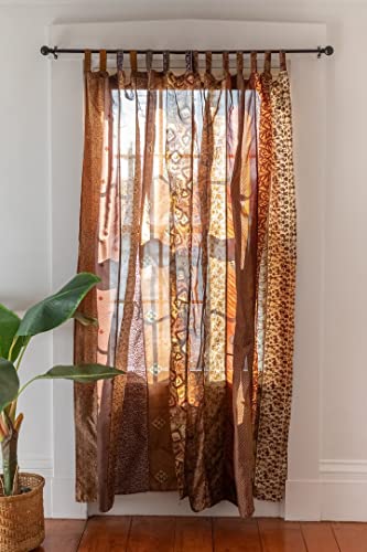 Rajbhoomi handicrafts Bunte Vorhänge, lichtfilternd – Boho-Vorhänge, Betthimmel, Wandteppich oder Fensterdekoration, Shree-Paneele, braune Farbe (84 x 43 Zoll) von RAJBHOOMI HANDICRAFTS