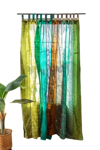 RAJBHOOMI HANDICRAFTS Bunte Vorhänge, lichtfilternd – Boho-Vorhänge, Betthimmel, Wandteppich oder Fensterdekoration, Shree-Paneele, Grüne Farbe (84 x 43 Zoll) von RAJBHOOMI HANDICRAFTS