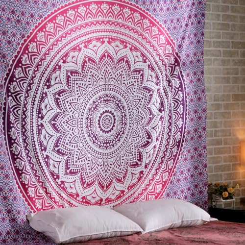 Elefanten-Mandala-Wandteppich, rosa Baumwolle, Wandbehang, Hippie-Wandteppiche, Hippie-Strandüberwurf, College-Wohnheim-Dekoration, Bohemian-Boho-Bettlaken – 76 x 102 cm von RAJRANG BRINGING RAJASTHAN TO YOU