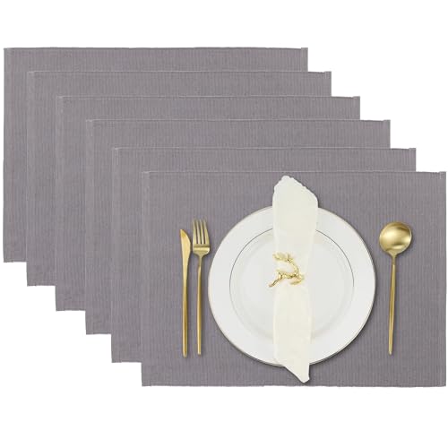 RAJRANG gewebte Chindi-Tischsets, graue Küchenmatte und Esstischzubehör aus Reiner Baumwolle, 6er-Set von RAJRANG BRINGING RAJASTHAN TO YOU