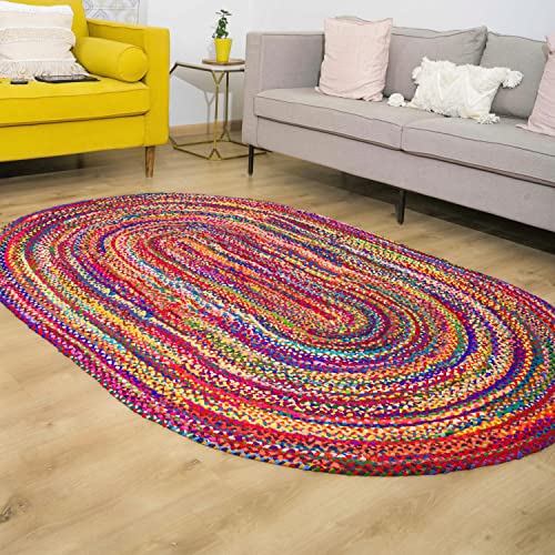 RAJRANG BRINGING RAJASTHAN TO YOU Mehrfarbige handgewebte Teppiche 3'x 5 'Baumwolle Chindi Boho Bauernhaus Teppich für Wohnkultur von RAJRANG BRINGING RAJASTHAN TO YOU