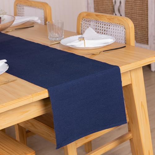 Navy Blau Baumwolle Tischläufer 33x183 cm Polu Dekorativ Indisch Ethnisch Handgemacht Gewebte Kaffee Abendessen Table Runner von RAJRANG BRINGING RAJASTHAN TO YOU
