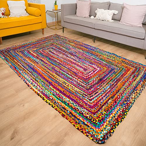 RAJRANG BRINGING RAJASTHAN TO YOU Rechteck Chindi Teppiche Geflochtene Naturfasern biofreundlich Wende Flächenteppich für Heimtextilien 183x123 cm von RAJRANG BRINGING RAJASTHAN TO YOU
