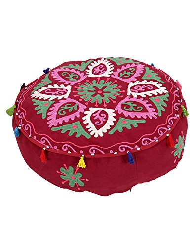 Rajrang Adorn Hocker, Ottoman, Sitzsack Floral Bestickt Baumwolle Ezelstück Hocker von RAJRANG BRINGING RAJASTHAN TO YOU