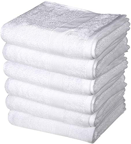 Weiße Hand Tuch - 71 x 41 cm - 6er-Set aus Reiner Baumwolle, weich, luxuriös und bequem Leichtes Hand Tuch für Friseur, Bad und Küche von RAJRANG BRINGING RAJASTHAN TO YOU