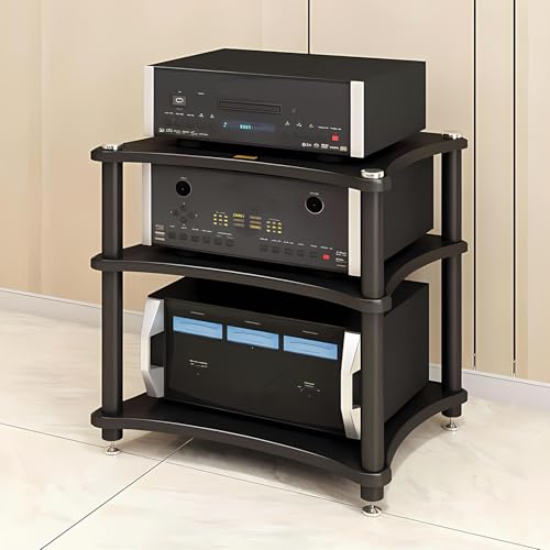 RAJYQODIS Robustes Audio-Komponentenregal, 3. Etage, Schwarz von RAJYQODIS