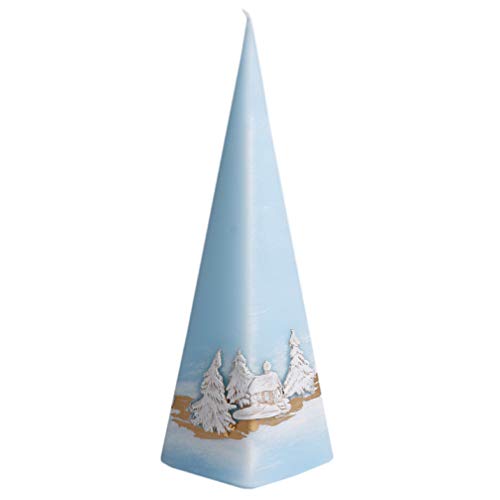 Kerze Deko Pyramidenform eisblau Snow 04162 Relief 230 mm von RAK
