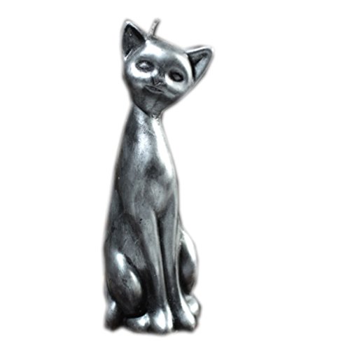 RAK Kerze Figur Wachsfigur Katze Silber 22 cm Art. 457 von RAK