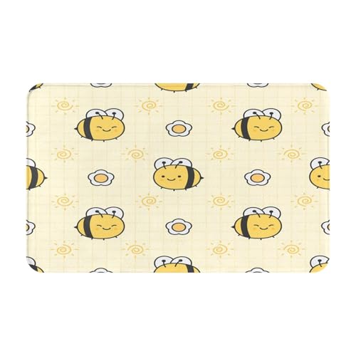 RAKFURF Teppich, maschinenwaschbar, mit rutschfester Unterseite, Bienen und niedlichen Blumen, bedruckt, Vintage-Heimdekoration, Bodendekoration, Teppichmatte für Wohnzimmer, Schlafzimmer, Badezimmer RAKFURF Teppich, maschinenwaschbar, mit rutschfester Unterseite, Bienen und niedlichen Blumen, bedruckt, Vintage-Heimdekoration, Bodendekoration, Teppichmatte für Wohnzimmer, Schlafzimmer, Badezimmer von RAKFURF