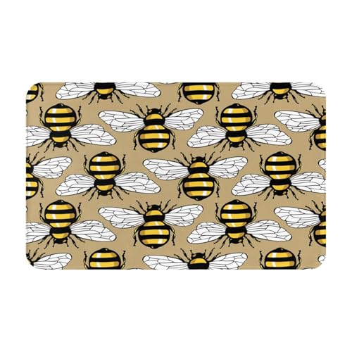 RAKFURF Teppich, maschinenwaschbar, mit rutschfester Unterseite, Bienenstreifen, bunt bedruckt, Vintage, Heimdekoration, Bodendekoration, Teppichmatte für Wohnzimmer, Schlafzimmer, Badezimmer, Küche RAKFURF Teppich, maschinenwaschbar, mit rutschfester Unterseite, Bienenstreifen, bunt bedruckt, Vintage, Heimdekoration, Bodendekoration, Teppichmatte für Wohnzimmer, Schlafzimmer, Badezimmer, Küche von RAKFURF