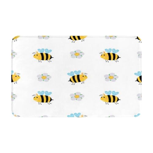 RAKFURF Teppich, maschinenwaschbar, mit rutschfester Unterseite, Blume, Biene, Cartoon, bedruckt, Vintage, Heimdekoration, Bodendekoration, Teppichmatte für Wohnzimmer, Schlafzimmer, Badezimmer, Küche RAKFURF Teppich, maschinenwaschbar, mit rutschfester Unterseite, Blume, Biene, Cartoon, bedruckt, Vintage, Heimdekoration, Bodendekoration, Teppichmatte für Wohnzimmer, Schlafzimmer, Badezimmer, Küche von RAKFURF