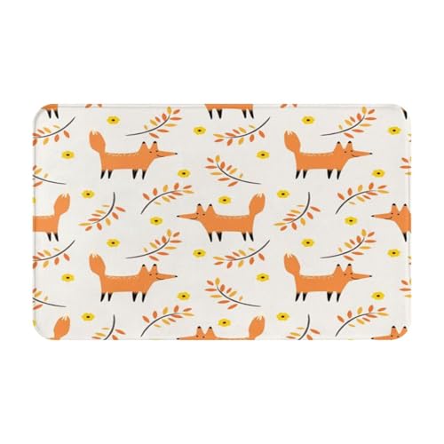 RAKFURF Teppich, maschinenwaschbar, mit rutschfester Unterseite, Blume, Fuchs, niedlich, bedruckt, Vintage, Heimdekoration, Bodendekoration, Teppichmatte für Wohnzimmer, Schlafzimmer, Badezimmer RAKFURF Teppich, maschinenwaschbar, mit rutschfester Unterseite, Blume, Fuchs, niedlich, bedruckt, Vintage, Heimdekoration, Bodendekoration, Teppichmatte für Wohnzimmer, Schlafzimmer, Badezimmer von RAKFURF