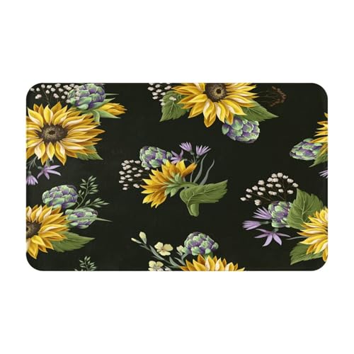 RAKFURF Teppich, maschinenwaschbar, mit rutschfester Unterseite, Blumen, Sonnenblumen, Babyatem, bedruckt, Vintage, Heimdekoration, Bodendekoration, Teppichmatte für Wohnzimmer, Schlafzimmer RAKFURF Teppich, maschinenwaschbar, mit rutschfester Unterseite, Blumen, Sonnenblumen, Babyatem, bedruckt, Vintage, Heimdekoration, Bodendekoration, Teppichmatte für Wohnzimmer, Schlafzimmer von RAKFURF