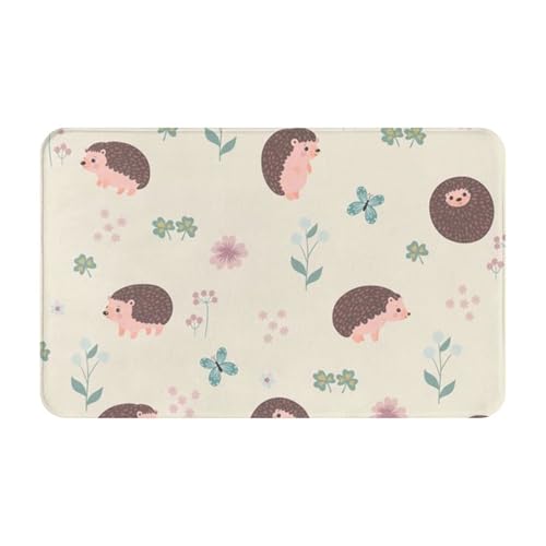 RAKFURF Teppich, maschinenwaschbar, mit rutschfester Unterseite, Igel-Blume, weißer Hintergrund, bedruckt, Vintage, Heimdekoration, Bodendekoration, Teppichmatte für Wohnzimmer, Schlafzimmer RAKFURF Teppich, maschinenwaschbar, mit rutschfester Unterseite, Igel-Blume, weißer Hintergrund, bedruckt, Vintage, Heimdekoration, Bodendekoration, Teppichmatte für Wohnzimmer, Schlafzimmer von RAKFURF