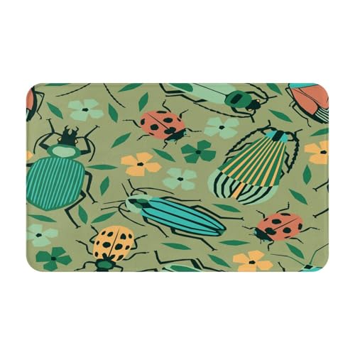 RAKFURF Teppich, maschinenwaschbar, mit rutschfester Unterseite, Insekten und natürlichen Blumen, bedruckt, Vintage-Heimdekoration, Bodendekoration, Teppichmatte für Wohnzimmer, Schlafzimmer RAKFURF Teppich, maschinenwaschbar, mit rutschfester Unterseite, Insekten und natürlichen Blumen, bedruckt, Vintage-Heimdekoration, Bodendekoration, Teppichmatte für Wohnzimmer, Schlafzimmer von RAKFURF