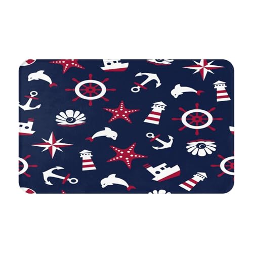 RAKFURF Teppich, maschinenwaschbar, mit rutschfester Unterseite, Motiv: Ozean, Anker, Seestern, Schiff, bedruckt, Vintage, Heimdekoration, Bodendekoration, Teppichmatte für Wohnzimmer, Schlafzimmer RAKFURF Teppich, maschinenwaschbar, mit rutschfester Unterseite, Motiv: Ozean, Anker, Seestern, Schiff, bedruckt, Vintage, Heimdekoration, Bodendekoration, Teppichmatte für Wohnzimmer, Schlafzimmer von RAKFURF