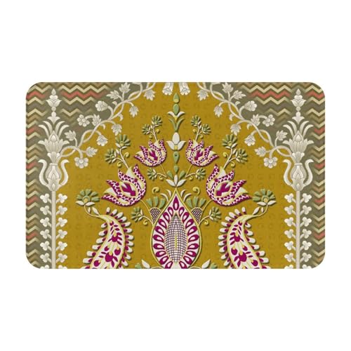 RAKFURF Teppich, maschinenwaschbar, mit rutschfester Unterseite, Retro-Muster, gelb, bedruckt, Vintage, Heimdekoration, Bodendekoration, Teppichmatte für Wohnzimmer, Schlafzimmer, Badezimmer, Küche RAKFURF Teppich, maschinenwaschbar, mit rutschfester Unterseite, Retro-Muster, gelb, bedruckt, Vintage, Heimdekoration, Bodendekoration, Teppichmatte für Wohnzimmer, Schlafzimmer, Badezimmer, Küche von RAKFURF