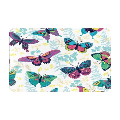 RAKFURF Teppich, maschinenwaschbar, mit rutschfester Unterseite, Schmetterlings-Blumen-Motiv, Vintage, Heimdekoration, Bodendekoration, Teppichmatte für Wohnzimmer, Schlafzimmer, Badezimmer, Küche, 80 RAKFURF Teppich, maschinenwaschbar, mit rutschfester Unterseite, Schmetterlings-Blumen-Motiv, Vintage, Heimdekoration, Bodendekoration, Teppichmatte für Wohnzimmer, Schlafzimmer, Badezimmer, Küche, 80 von RAKFURF