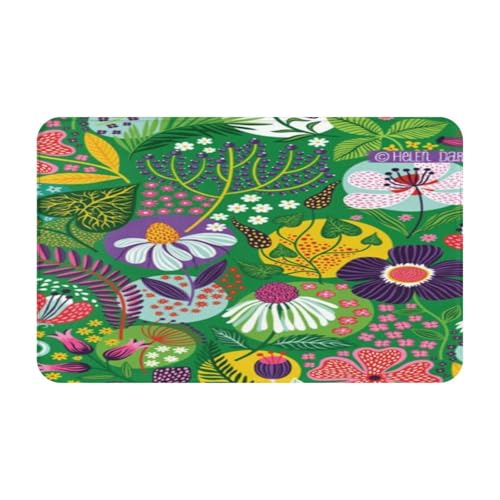 RAKFURF Teppich, maschinenwaschbar, mit rutschfester Unterseite, schöne Blumen, Pflanzen, bedruckt, Vintage-Heimdekoration, Bodendekoration, Teppichmatte für Wohnzimmer, Schlafzimmer, Badezimmer RAKFURF Teppich, maschinenwaschbar, mit rutschfester Unterseite, schöne Blumen, Pflanzen, bedruckt, Vintage-Heimdekoration, Bodendekoration, Teppichmatte für Wohnzimmer, Schlafzimmer, Badezimmer von RAKFURF