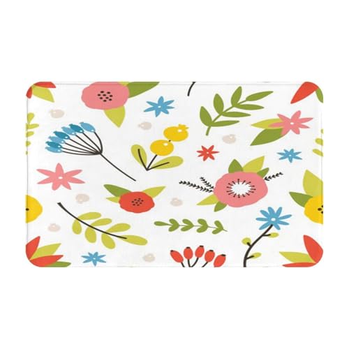 RAKFURF Teppich, maschinenwaschbar, mit rutschfester Unterseite, weißer Hintergrund, bunte Blumen, bedruckt, Vintage, Heimdekoration, Bodendekoration, Teppichmatte für Wohnzimmer, Schlafzimmer RAKFURF Teppich, maschinenwaschbar, mit rutschfester Unterseite, weißer Hintergrund, bunte Blumen, bedruckt, Vintage, Heimdekoration, Bodendekoration, Teppichmatte für Wohnzimmer, Schlafzimmer von RAKFURF