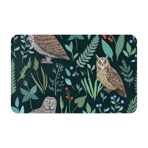 RAKFURF Teppich, maschinenwaschbar mit rutschfester Unterseite, Eulen-Motiv, grüne Pflanze, bedruckt, Vintage-Heimdekoration, Bodendekoration, Teppichmatte für Wohnzimmer, Schlafzimmer, Badezimmer RAKFURF Teppich, maschinenwaschbar mit rutschfester Unterseite, Eulen-Motiv, grüne Pflanze, bedruckt, Vintage-Heimdekoration, Bodendekoration, Teppichmatte für Wohnzimmer, Schlafzimmer, Badezimmer von RAKFURF