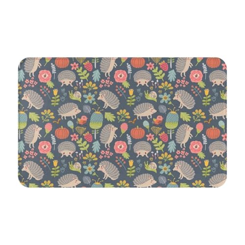 RAKFURF Teppich, maschinenwaschbar mit rutschfester Unterseite, Igel, niedliche Pflanze, bedruckt, Vintage-Heimdekoration, Bodendekoration, Teppichmatte für Wohnzimmer, Schlafzimmer, Badezimmer, Küche RAKFURF Teppich, maschinenwaschbar mit rutschfester Unterseite, Igel, niedliche Pflanze, bedruckt, Vintage-Heimdekoration, Bodendekoration, Teppichmatte für Wohnzimmer, Schlafzimmer, Badezimmer, Küche von RAKFURF
